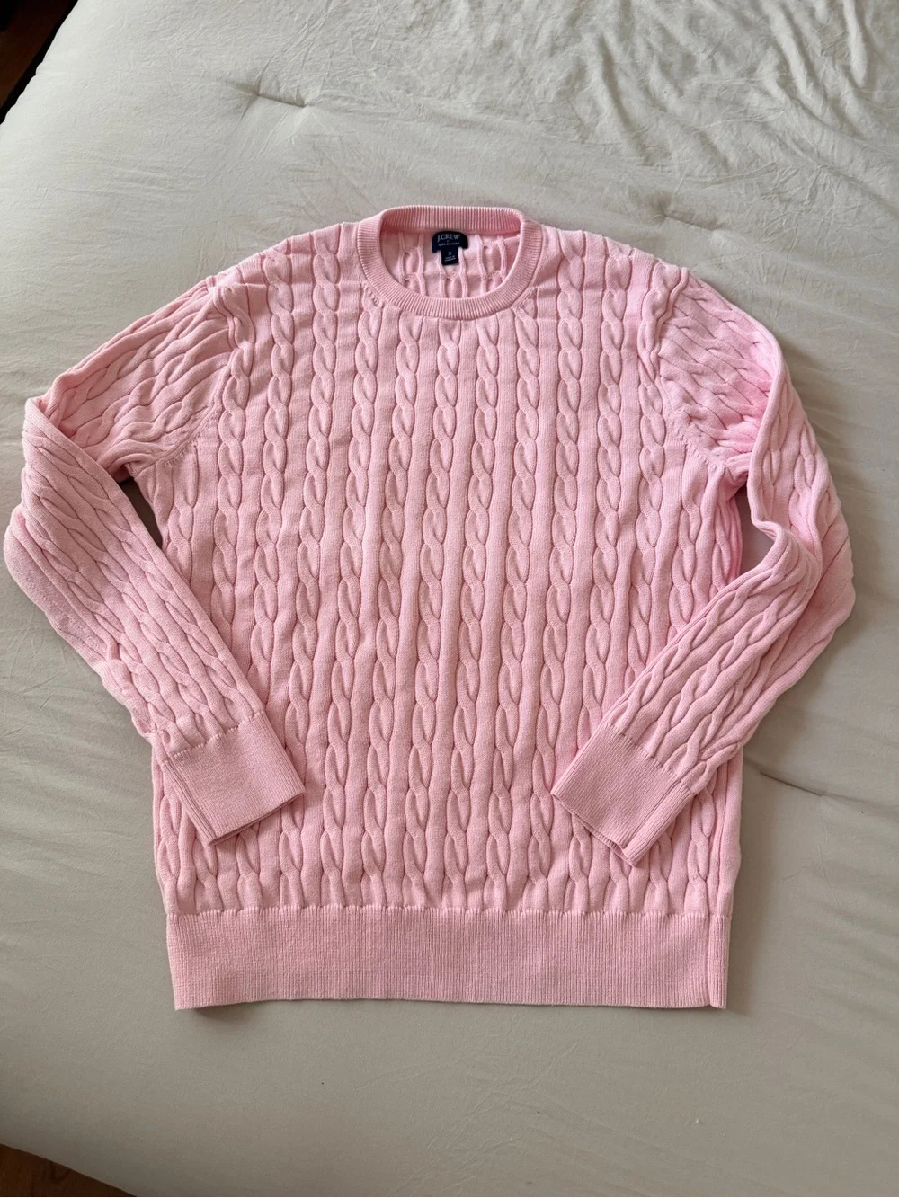 J. Crew Pink Cable-Knit Crewneck Sweater (Men’s sizing) LIKE NEW
